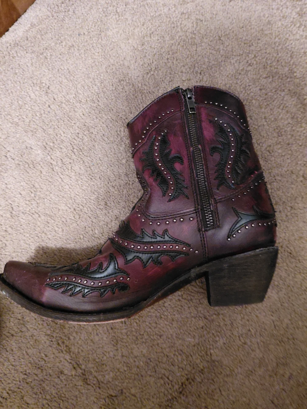 Women’s Burgundy Western Ankle Boots
